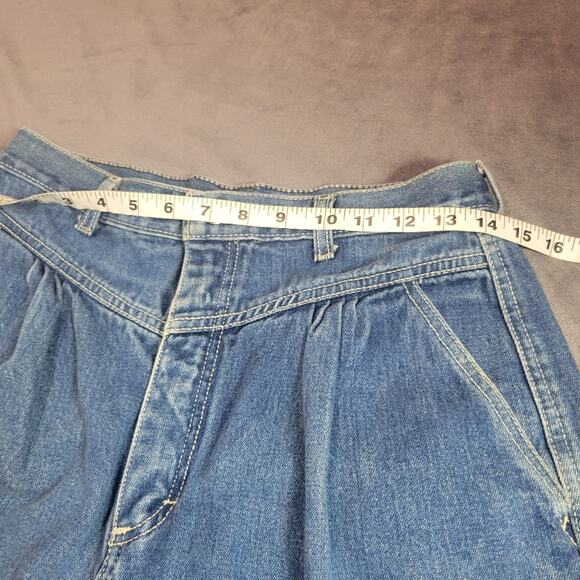 Vintage Gitano Jeans Womens Size 16 Short Blue High Rise Barrel Leg Rigid Denim - Picture 2 of 15